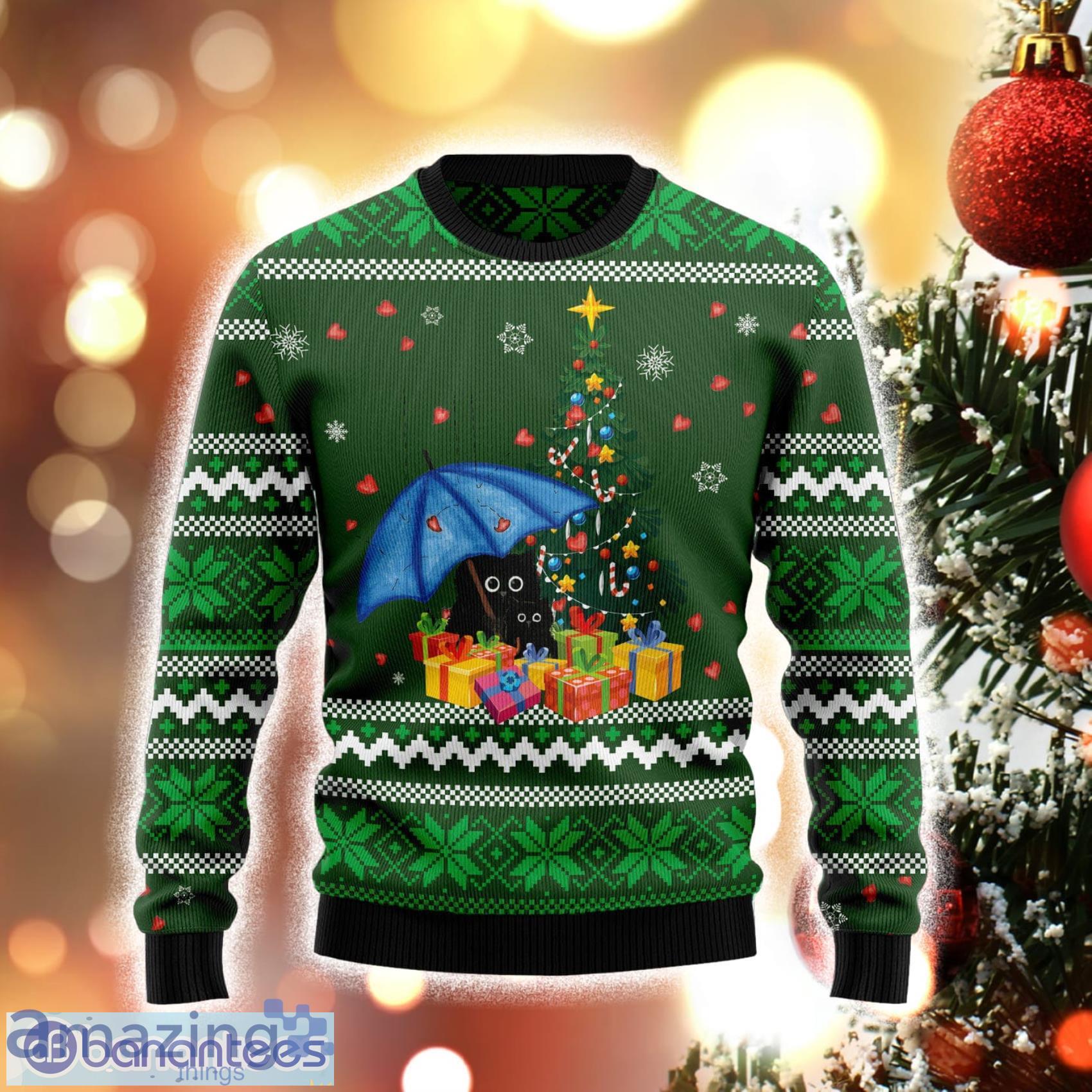 Rain With Love Black Cat And Umbrella Ugly Christmas 3D Sweater Gift For Christmas Product Photo 1 Rain With Love Black Cat And Umbrella Ugly Christmas 3D Sweater Gift For Christmas Product Photo 1