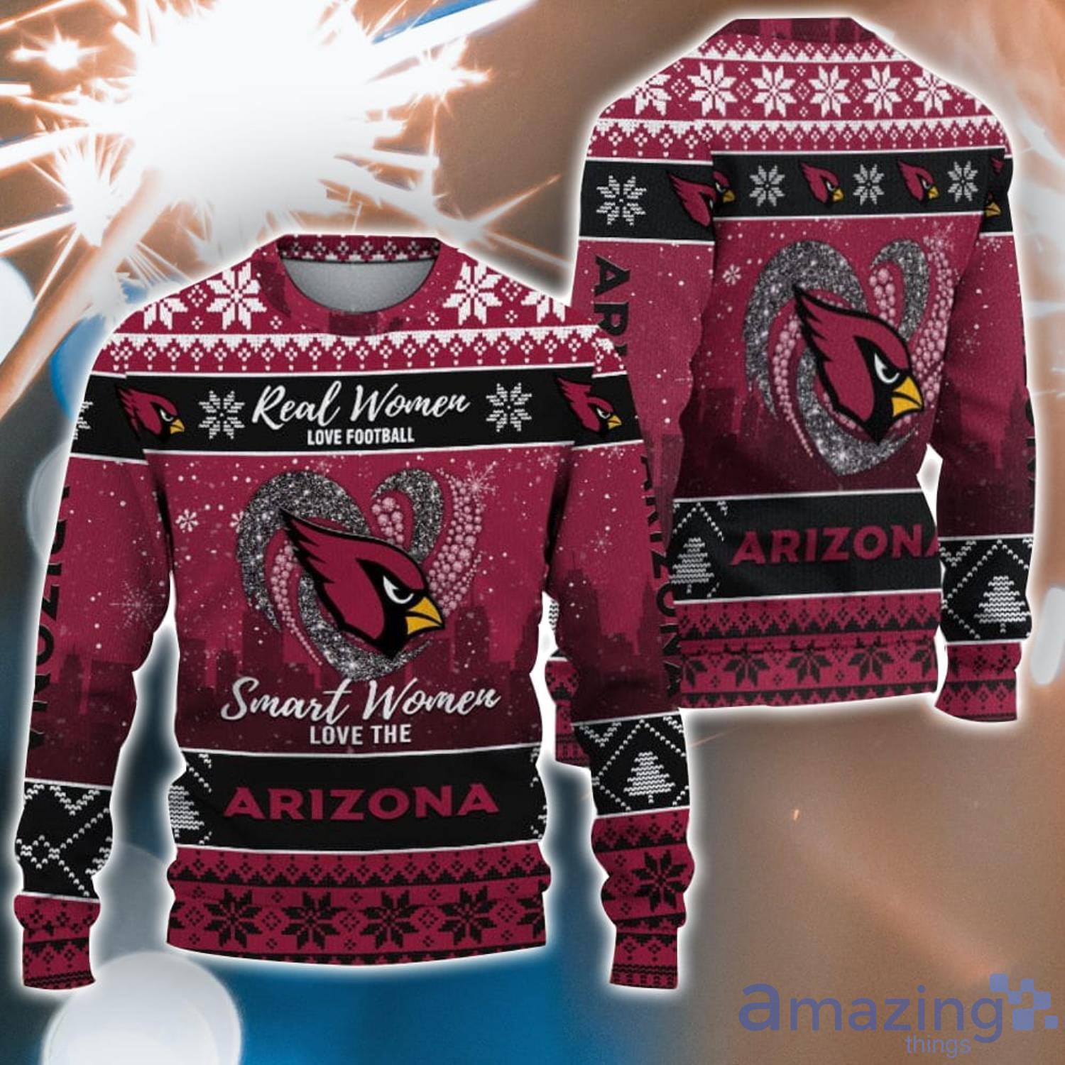 Real Women Love Football Smart Women Love The Arizona Cardinals Ugly Christmas Sweater Christmas Gift For Fans Product Photo 1