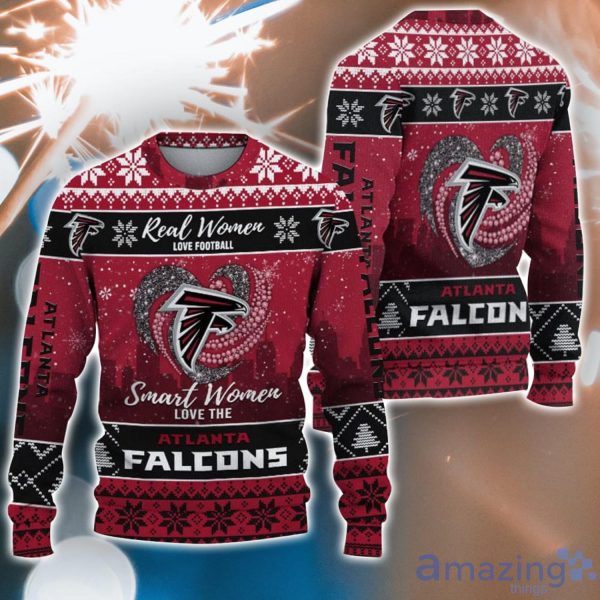 Real Women Love Football Smart Women Love The Atlanta Falcons Ugly Christmas Sweater Christmas Gift For Fans Product Photo 1