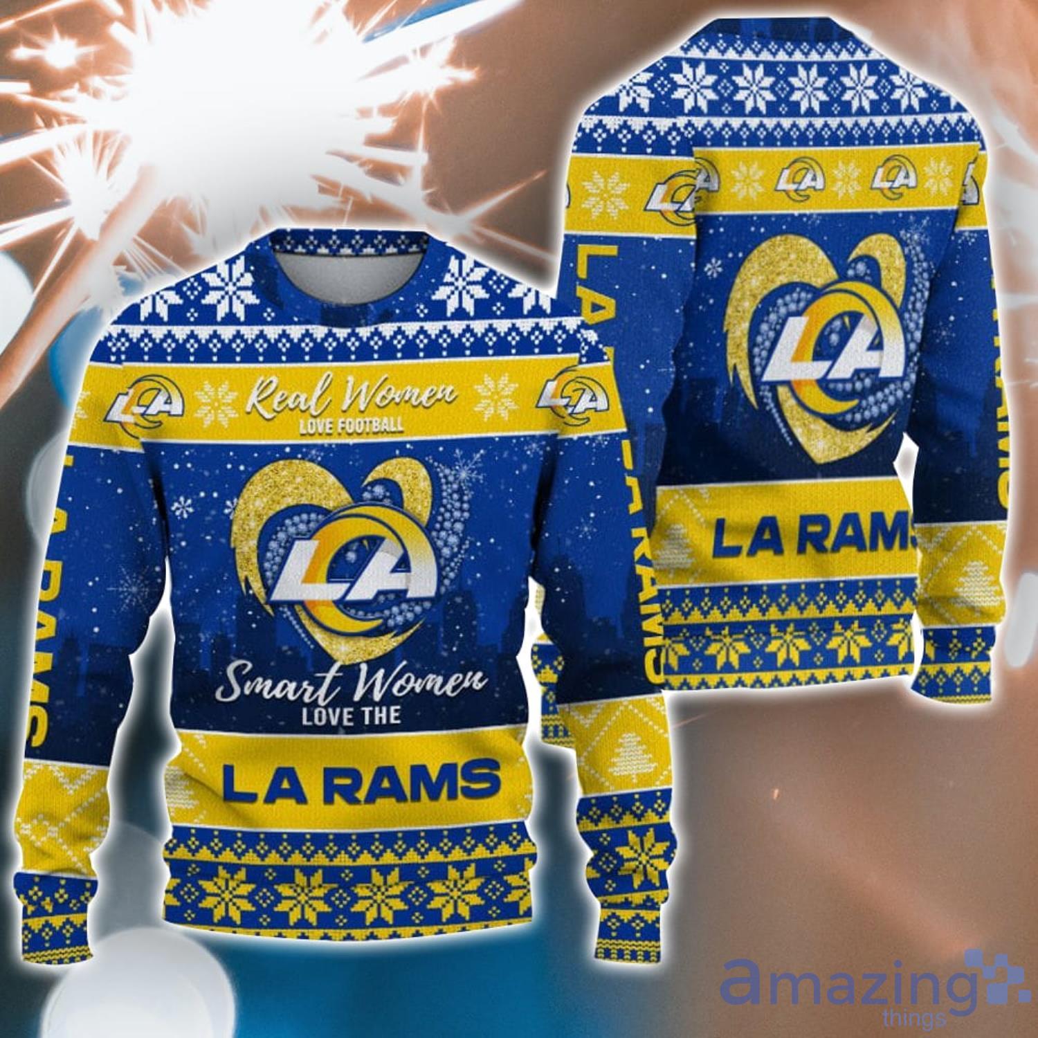 Real Women Love Football Smart Women Love The Los Angeles Rams Ugly Christmas Sweater Christmas Gift For Fans Product Photo 1