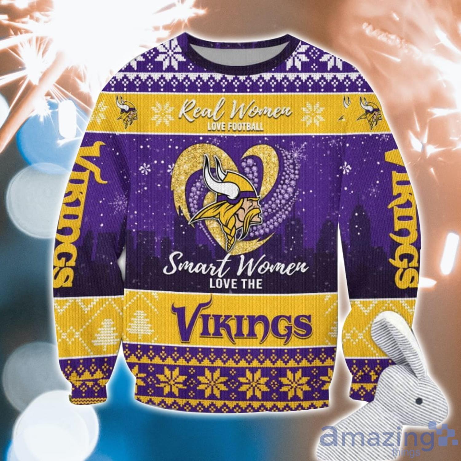 Real Women Love Football Smart Women Love The Minnesota Vikings Ugly Christmas Sweater Christmas Gift For Fans Product Photo 1