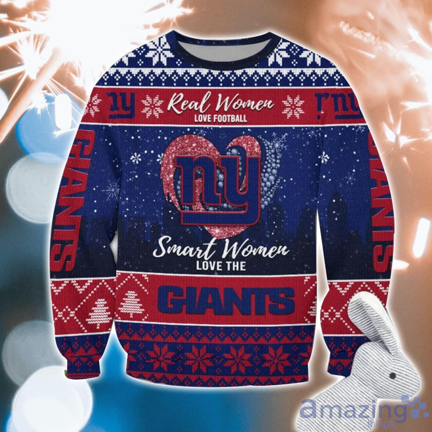 Real Women Love Football Smart Women Love The New York Giants Ugly Christmas Sweater Christmas Gift For Fans Product Photo 1