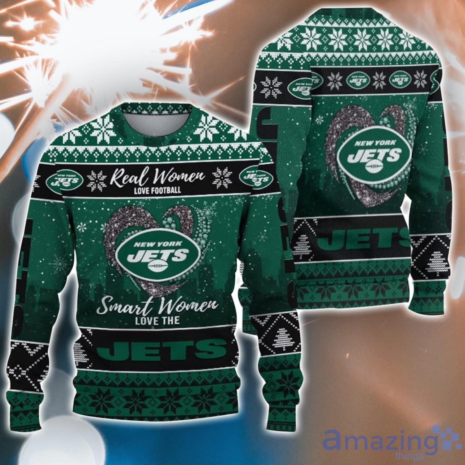 Real Women Love Football Smart Women Love The New York Jets Ugly Christmas Sweater Christmas Gift For Fans Product Photo 1