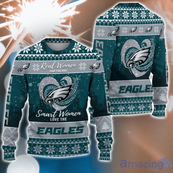 Real Women Love Football Smart Women Love The Philadelphia Eagles Ugly Christmas Sweater Christmas Gift For Fans Product Photo 1