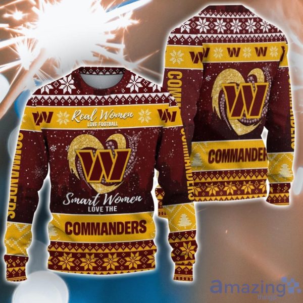 Real Women Love Football Smart Women Love The Washington Commanders Ugly Christmas Sweater Christmas Gift For Fans Product Photo 1