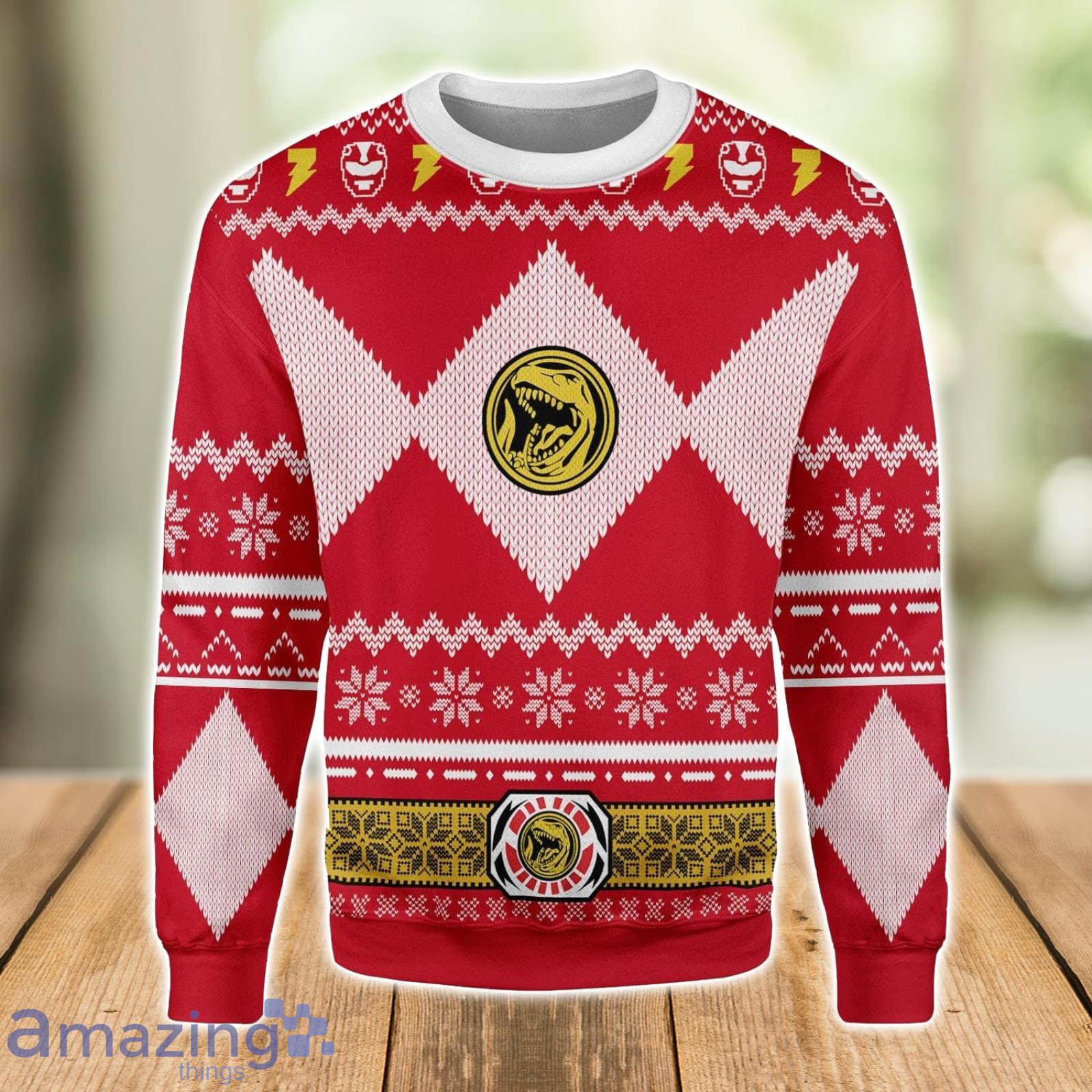 Red Power Ranger Ugly Christmas Sweater Xmas Gift Christmas Gift Sweater Product Photo 1