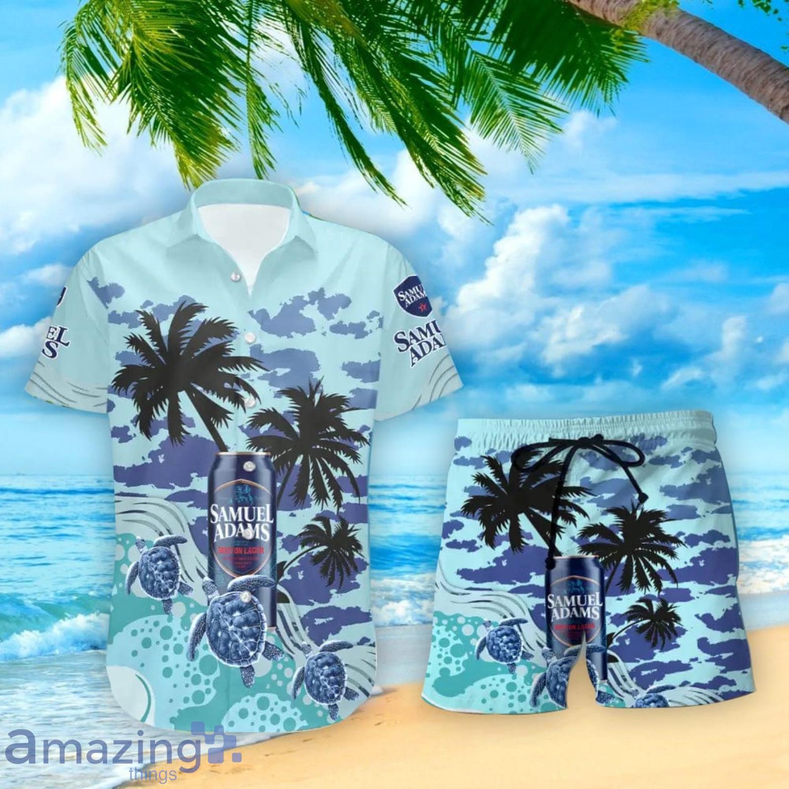 Samuel Adams Turtles Palm Tree Hawaiian Shirt And Shorts Custom Name Special Summer Gift Product Photo 1 Samuel Adams Turtles Palm Tree Hawaiian Shirt And Shorts Custom Name Special Summer Gift Product Photo 1