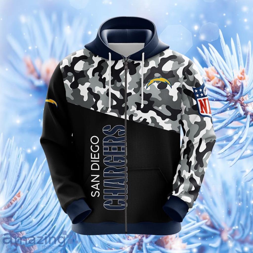 San Diego Chargers NFL Camouflage Blue Hoodie, Zip Hoodie 3D All