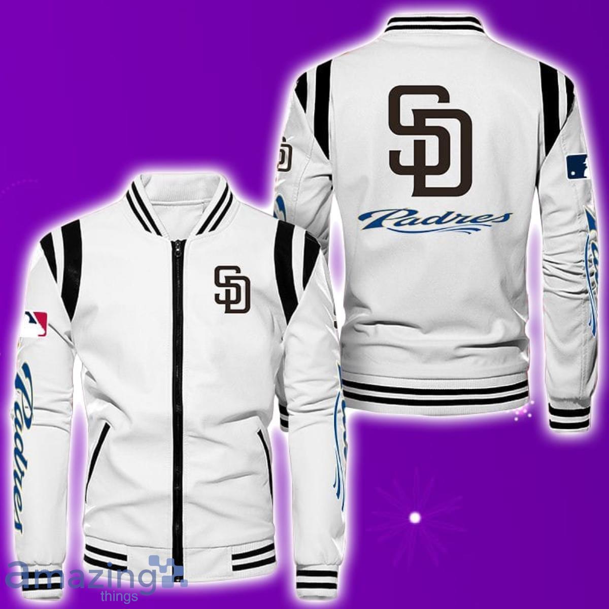 San Diego Padres Letterman Baseball Off White and Blue Jacket