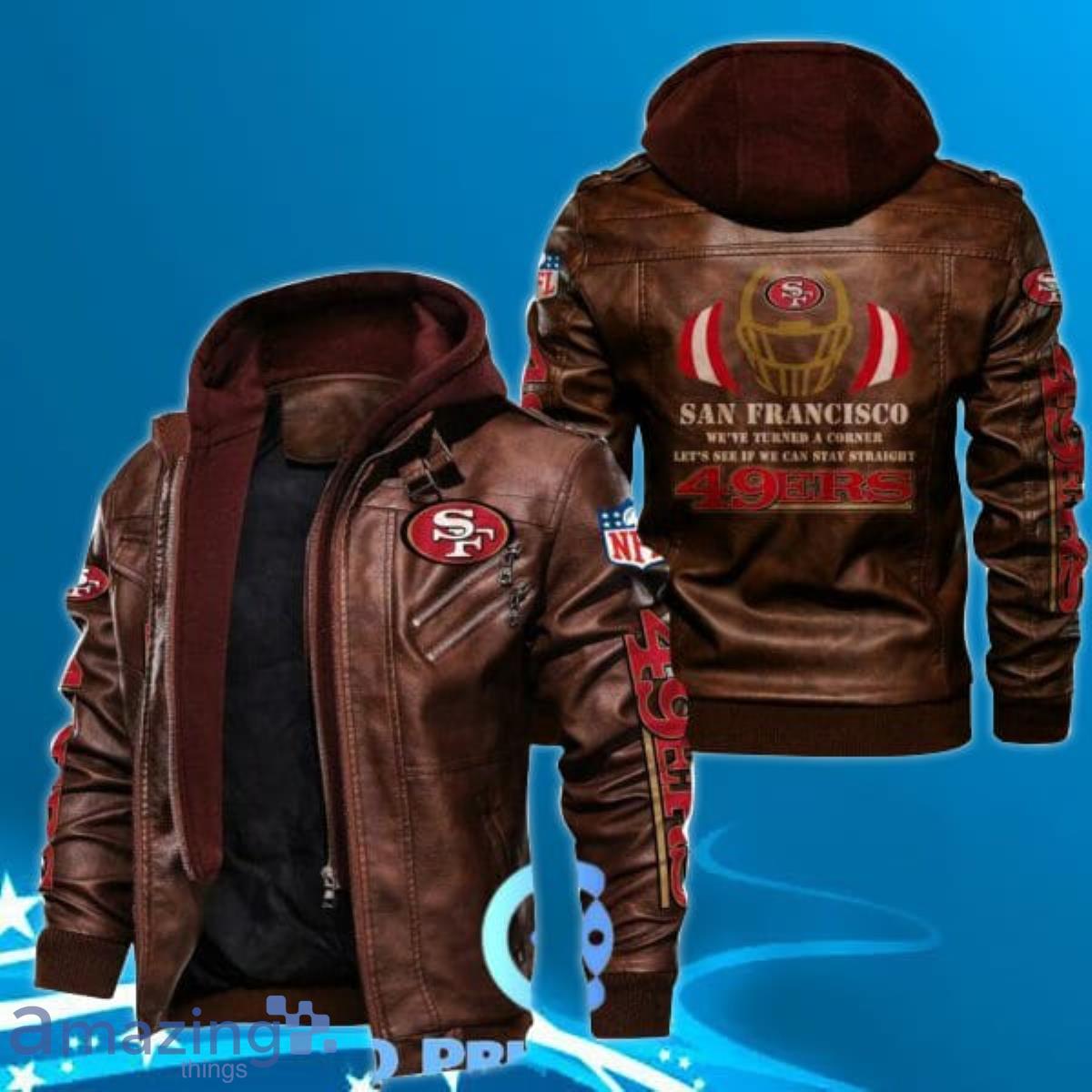 San Francisco 49ers Leather Jacket Style Motocycle Product Photo 1