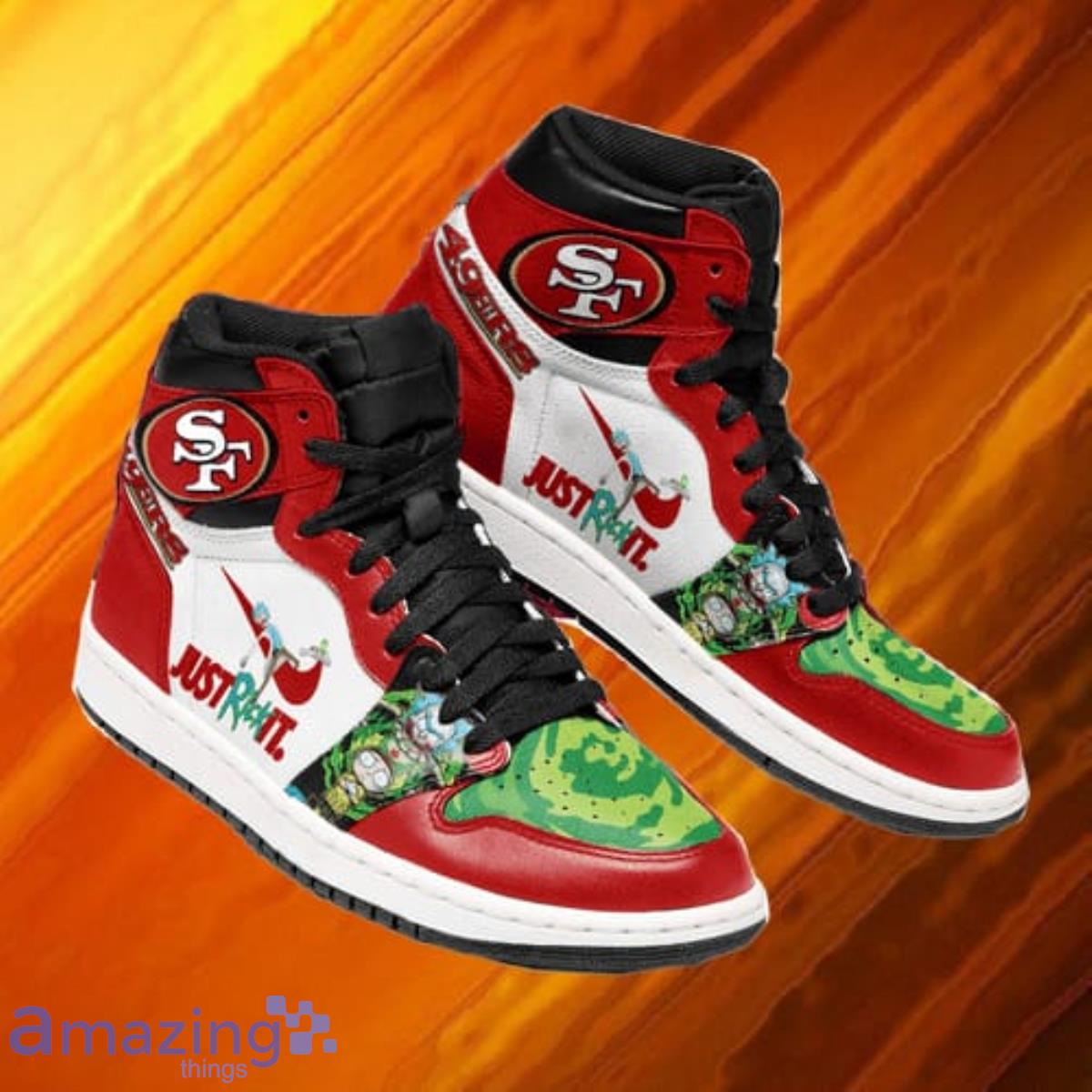 NFL San Francisco 49ers Custom Name Red Golden Air Jordan Hightop Shoes  Gift For Fans