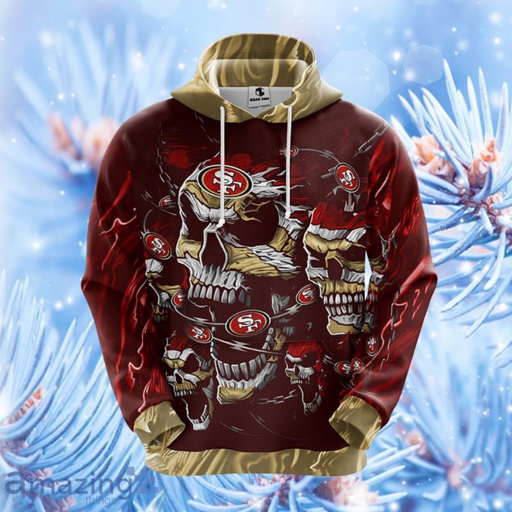 San Francisco 49ers NFL Skull Funny Red Hoodie, Zip Hoodie 3D All