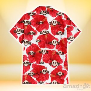 San Francisco Giants Big Red Hibiscus White Background 3D Hawaiian Shirt Gift For Fans Product Photo 3