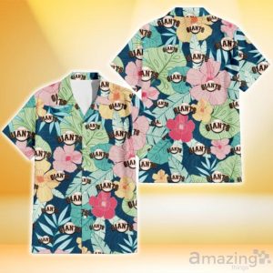 San Francisco Giants Colorful Sketch Hibiscus Dark Green Background 3D Hawaiian Shirt Gift For Fans Product Photo 1