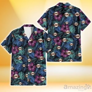 San Francisco Giants Dark Magenta Green Leaf Black Background 3D Hawaiian Shirt Gift For Fans Product Photo 1