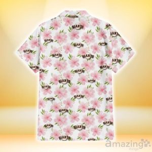 San Francisco Giants Light Pink Hibiscus White Background 3D Hawaiian Shirt Gift For Fans Product Photo 3