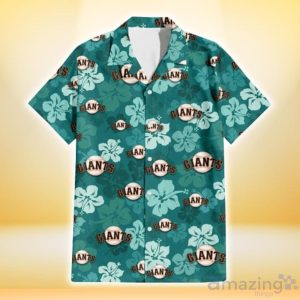 San Francisco Giants Light Sea Green Hibiscus Green Background 3D Hawaiian Shirt Gift For Fans Product Photo 2