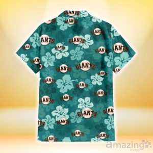 San Francisco Giants Light Sea Green Hibiscus Green Background 3D Hawaiian Shirt Gift For Fans Product Photo 3