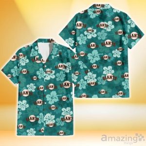 San Francisco Giants Light Sea Green Hibiscus Green Background 3D Hawaiian Shirt Gift For Fans Product Photo 1