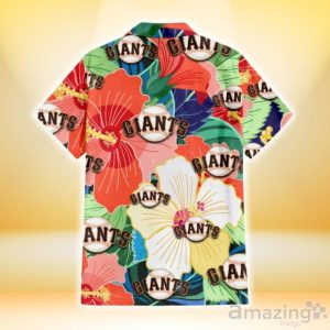 San Francisco Giants Orange White Tropical Hibiscus Green Leaf 3D Hawaiian Shirt Gift For Fans Product Photo 3