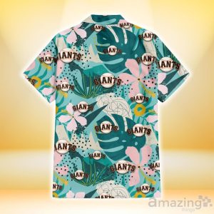 San Francisco Giants Pastel Hibiscus Palm Leaf Tiny Dot Green Background 3D Hawaiian Shirt Gift For Fans Product Photo 3