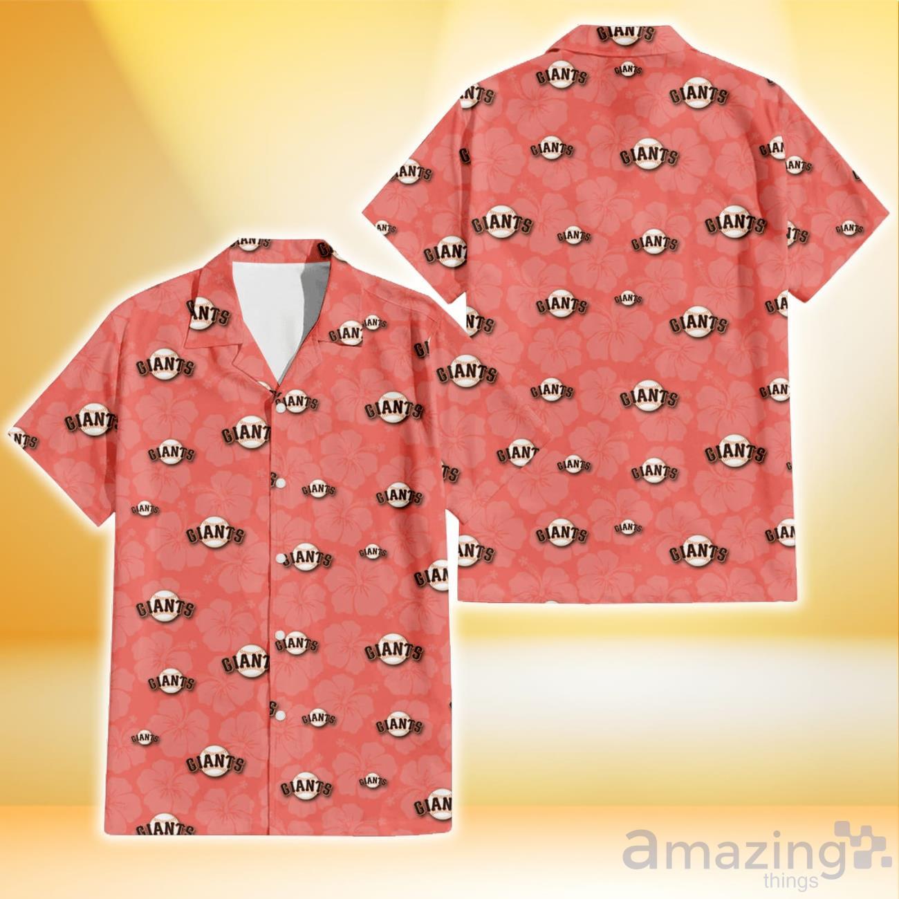 San Francisco Giants Peach Puff Hibiscus Tomato Orange Background 3D  Hawaiian Shirt Gift For Fans