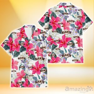 San Francisco Giants Pink Hibiscus White Orchid White Background 3D Hawaiian Shirt Gift For Fans Product Photo 1