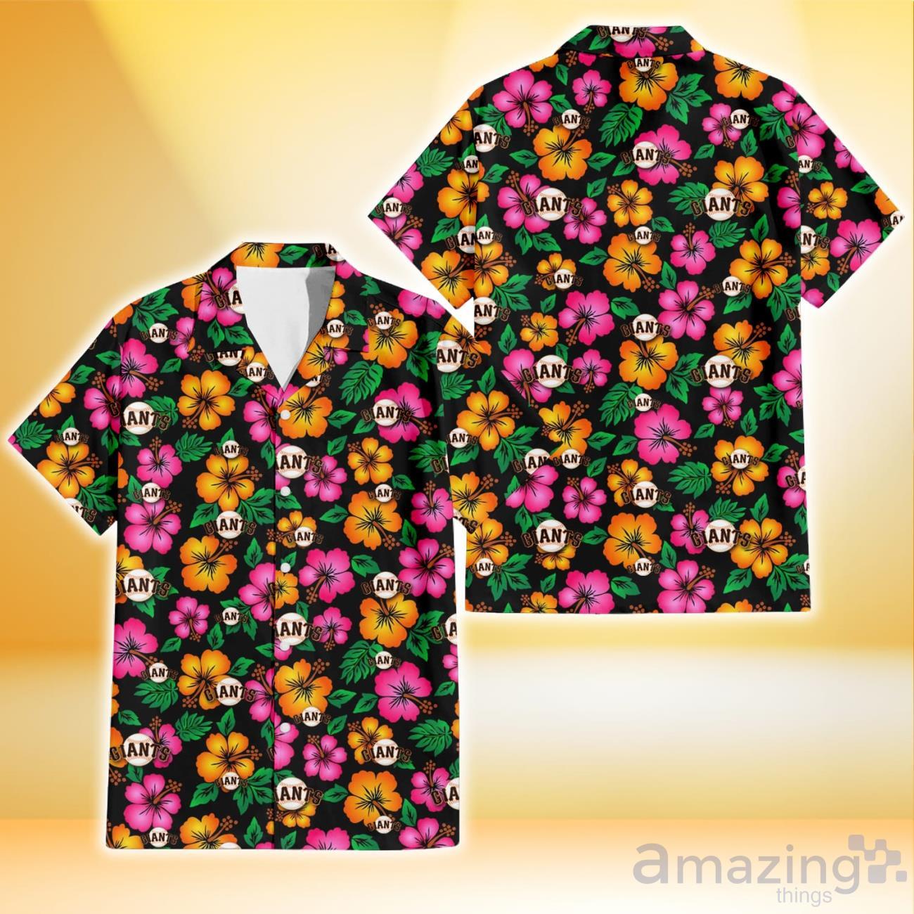 San Francisco Giants Pink Orange Black Background 3D Hawaiian Shirt Gift For Fans image San Francisco Giants Pink Orange Black Background 3D Hawaiian Shirt Gift For Fans Product Photo 1