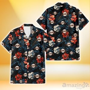 San Francisco Giants Red And White Hibiscus Dark Leaf Black Background 3D Hawaiian Shirt Gift For Fans Product Photo 1