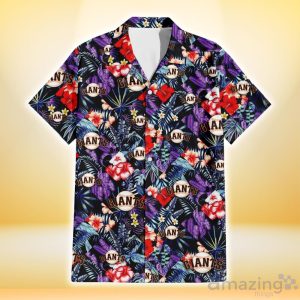 San Francisco Giants Red Hibiscus Caro Black Background 3D Hawaiian Shirt Gift For Fans Product Photo 2