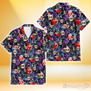 San Francisco Giants Red Hibiscus Caro Black Background 3D Hawaiian Shirt Gift For Fans Product Photo 1