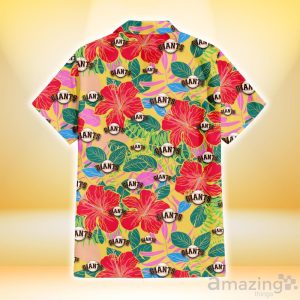San Francisco Giants Red Hibiscus Green Blue Leaf Yellow Background 3D Hawaiian Shirt Gift For Fans image San Francisco Giants Red Hibiscus Green Blue Leaf Yellow Background 3D Hawaiian Shirt Gift For Fans Product Photo 3