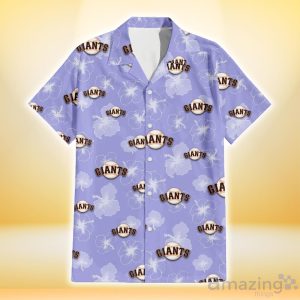 San Francisco Giants Sketch White Hibiscus Violet Background 3D Hawaiian Shirt Gift For Fans Product Photo 2