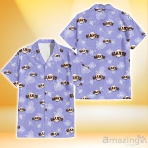 San Francisco Giants Sketch White Hibiscus Violet Background 3D Hawaiian Shirt Gift For Fans Product Photo 1