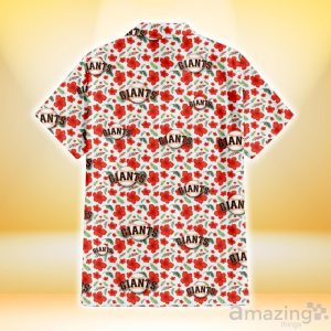 San Francisco Giants Tiny Red Hibiscus Green Leaf White Cube Background 3D Hawaiian Shirt Gift For Fans Product Photo 3