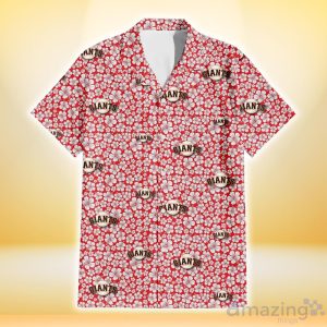 San Francisco Giants Tiny White Hibiscus Pattern Red Background 3D Hawaiian Shirt Gift For Fans Product Photo 2