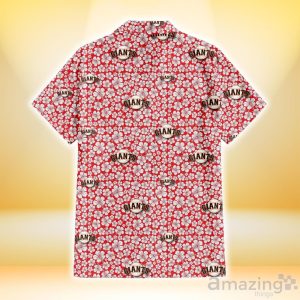 San Francisco Giants Tiny White Hibiscus Pattern Red Background 3D Hawaiian Shirt Gift For Fans Product Photo 3