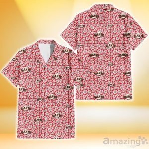 San Francisco Giants Tiny White Hibiscus Pattern Red Background 3D Hawaiian Shirt Gift For Fans Product Photo 1