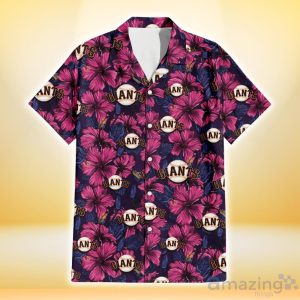 San Francisco Giants Violet Red Blue Leaf Black Background 3D Hawaiian Shirt Gift For Fans image San Francisco Giants Violet Red Blue Leaf Black Background 3D Hawaiian Shirt Gift For Fans Product Photo 2