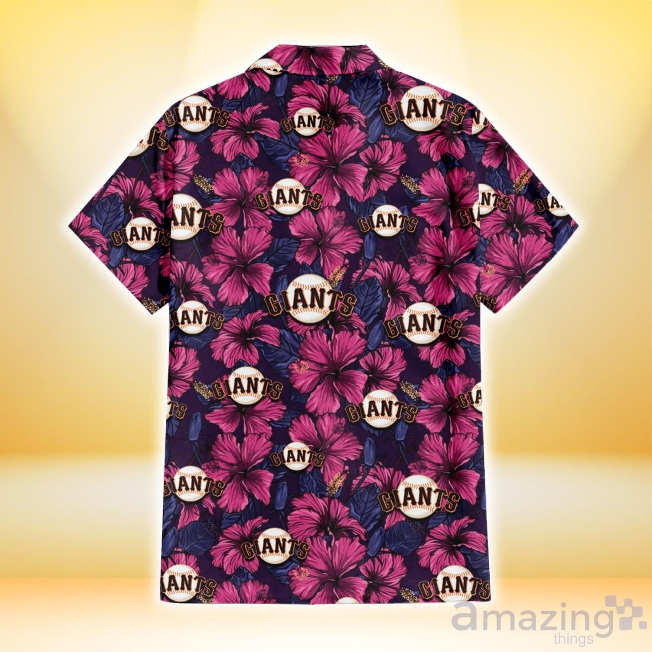 San Francisco Giants Violet Red Blue Leaf Black Background 3D Hawaiian Shirt Gift For Fans image San Francisco Giants Violet Red Blue Leaf Black Background 3D Hawaiian Shirt Gift For Fans Product Photo 3