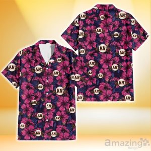 San Francisco Giants Violet Red Blue Leaf Black Background 3D Hawaiian Shirt Gift For Fans Product Photo 1