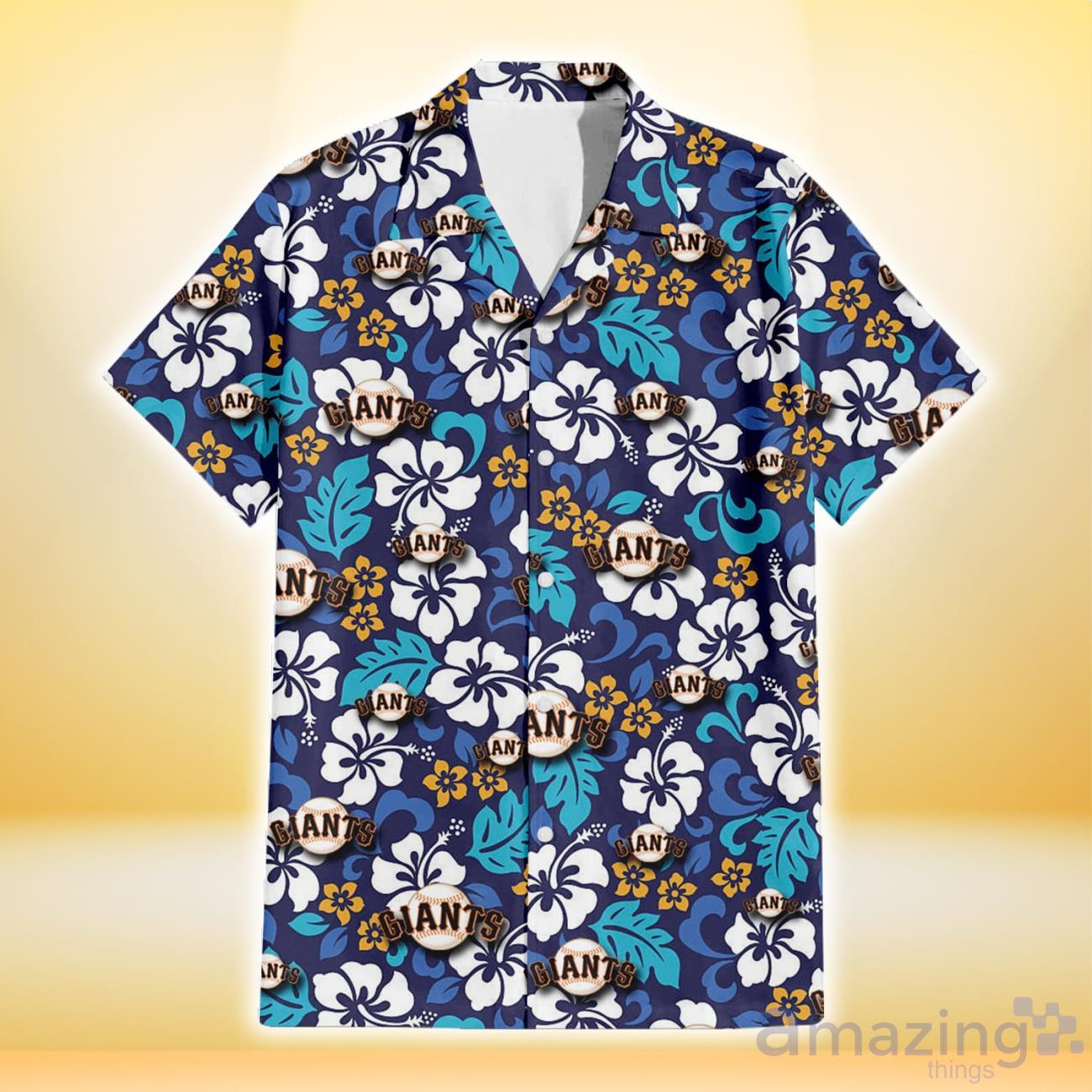 San Francisco Giants Sketch White Hibiscus Violet Background Hawaiian Shirt