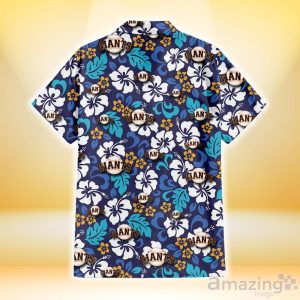 San Francisco Giants White Hibiscus Ceramic Style Navy Background 3D Hawaiian Shirt Gift For Fans Product Photo 3