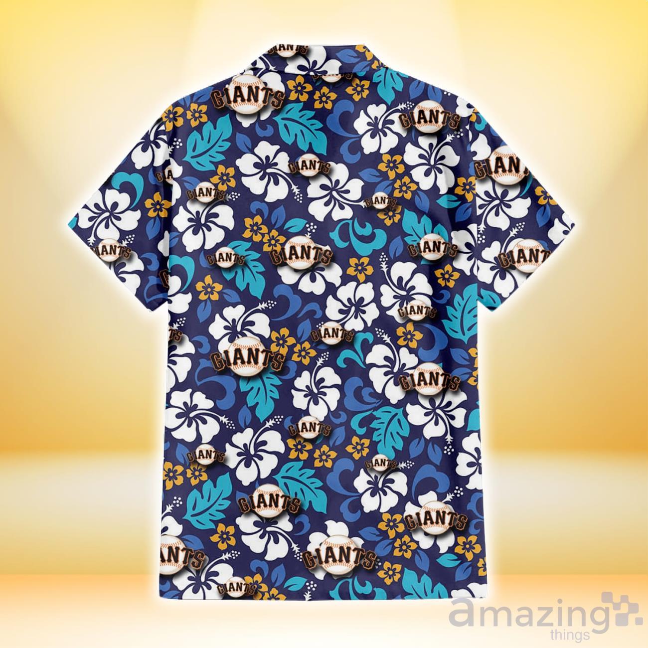 San Francisco Giants Sketch White Hibiscus Violet Background Hawaiian Shirt