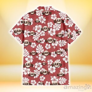 San Francisco Giants White Hibiscus Indian Red Background 3D Hawaiian Shirt Gift For Fans Product Photo 3
