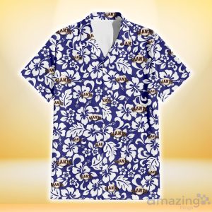 San Francisco Giants White Hibiscus Pattern Slate Blue Background 3D Hawaiian Shirt Gift For Fans Product Photo 2