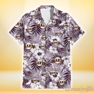 San Francisco Giants Light Purple Hibiscus Pattern Stripe Powder Purple 3D  Hawaiian Shirt Gift For Fans - Freedomdesign