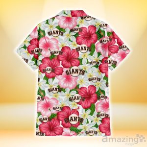 San Francisco Giants White Porcelain Flower Pink Hibiscus White Background 3D Hawaiian Shirt Gift For Fans Product Photo 3