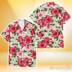 San Francisco Giants White Porcelain Flower Pink Hibiscus White Background 3D Hawaiian Shirt Gift For Fans Product Photo 1