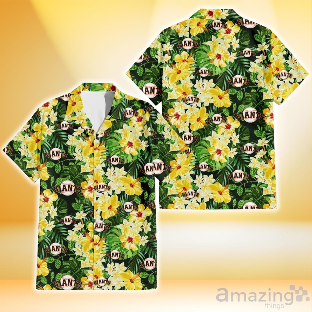 San Francisco Giants Green Leaf Pattern Tropical Hawaiian Shirt